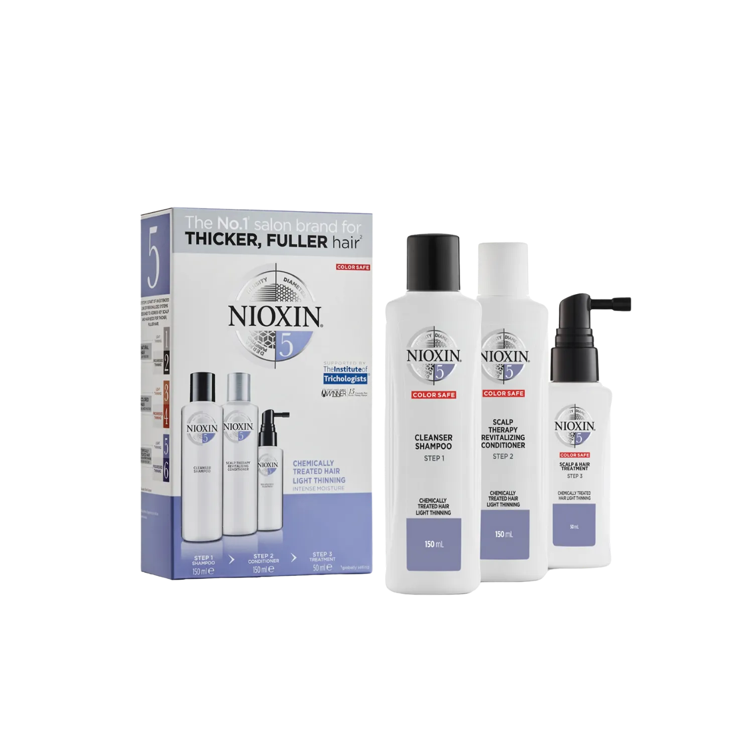 Nioxin 5 Dökülme Karşıtı Set Kimyasal İşlem Görmüş Saç Küçük Boy Nioxin 5 Cleanser Arındırıcı Şampuan 150 ml + Nioxin 5 Saç Derisi Bakım Kremi 150 ml + Nioxin 5 Saç ve Saç Derisi Bakım Serumu 50 ml